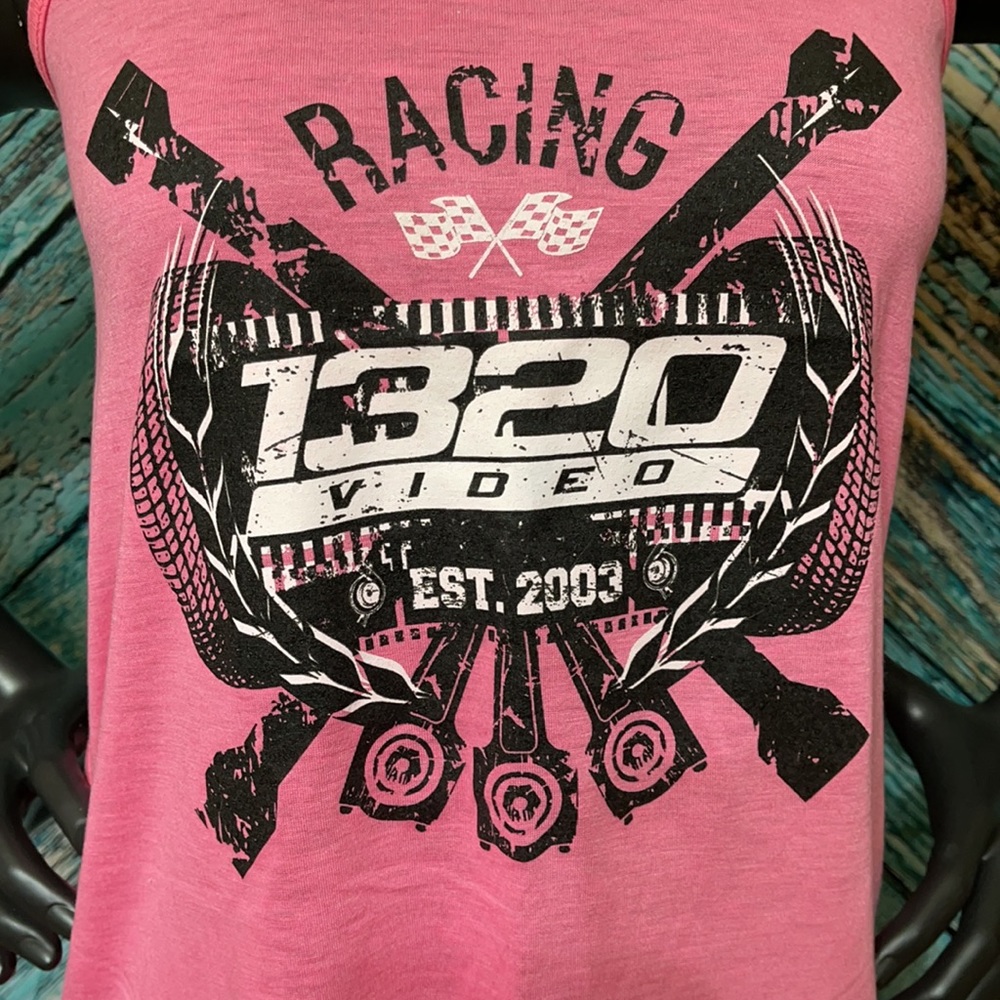 Pink Racerback Style Graphic Racing Tank XS NWOT - Picture 4 of 5